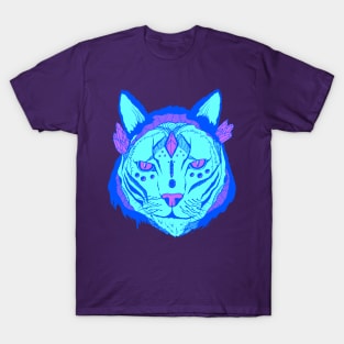 Blue Mystical Tribal Cat T-Shirt